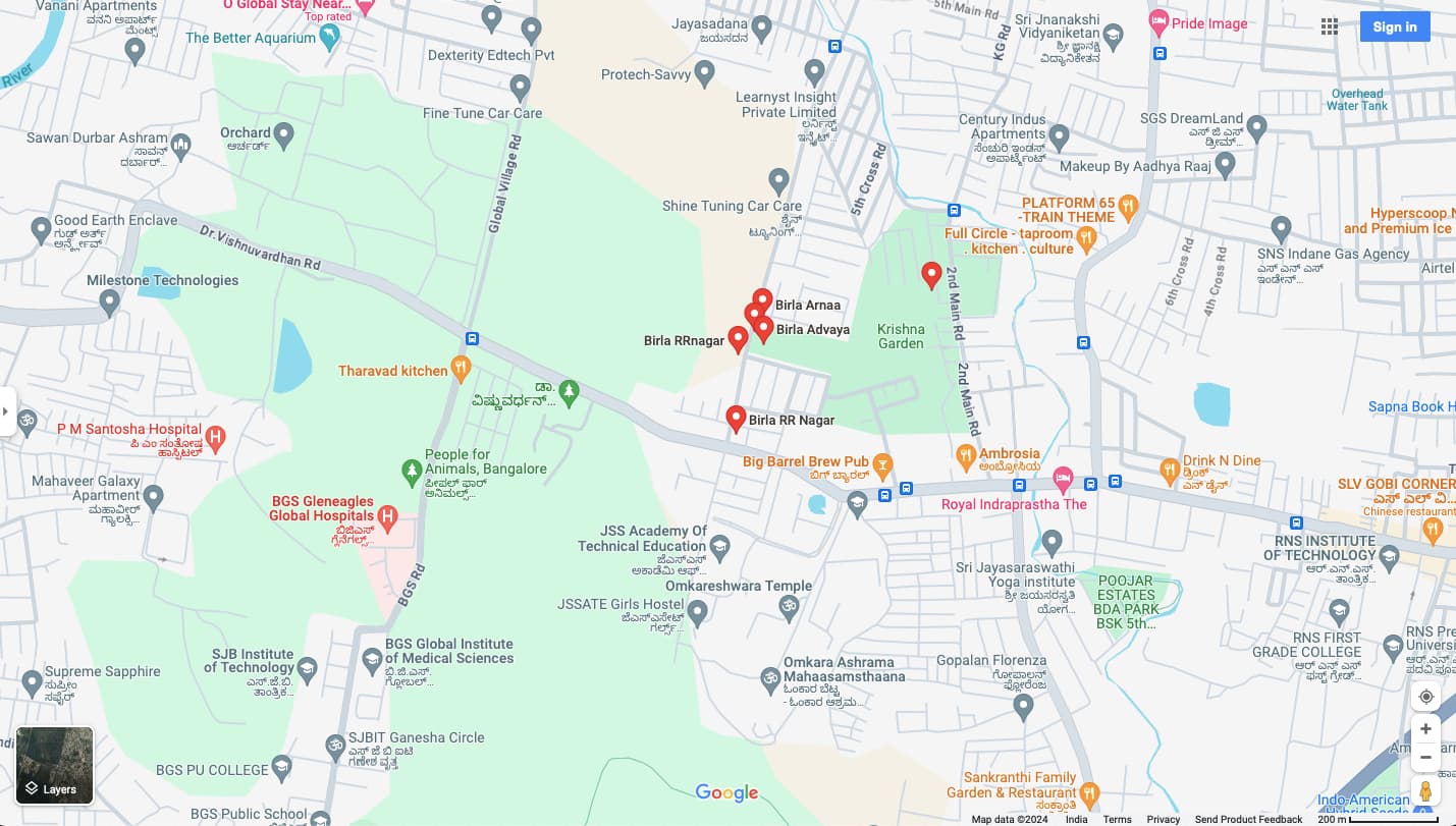 Birla Ojaswi | RR Nagar Map